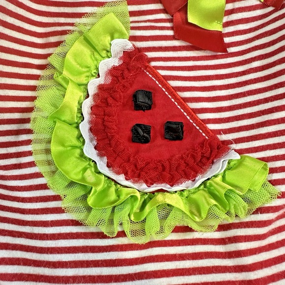 Emily Rose Watermelon Dress Girl's Red Striped Tutu Ribbon Bow Summer 2T - Picture 2 of 11
